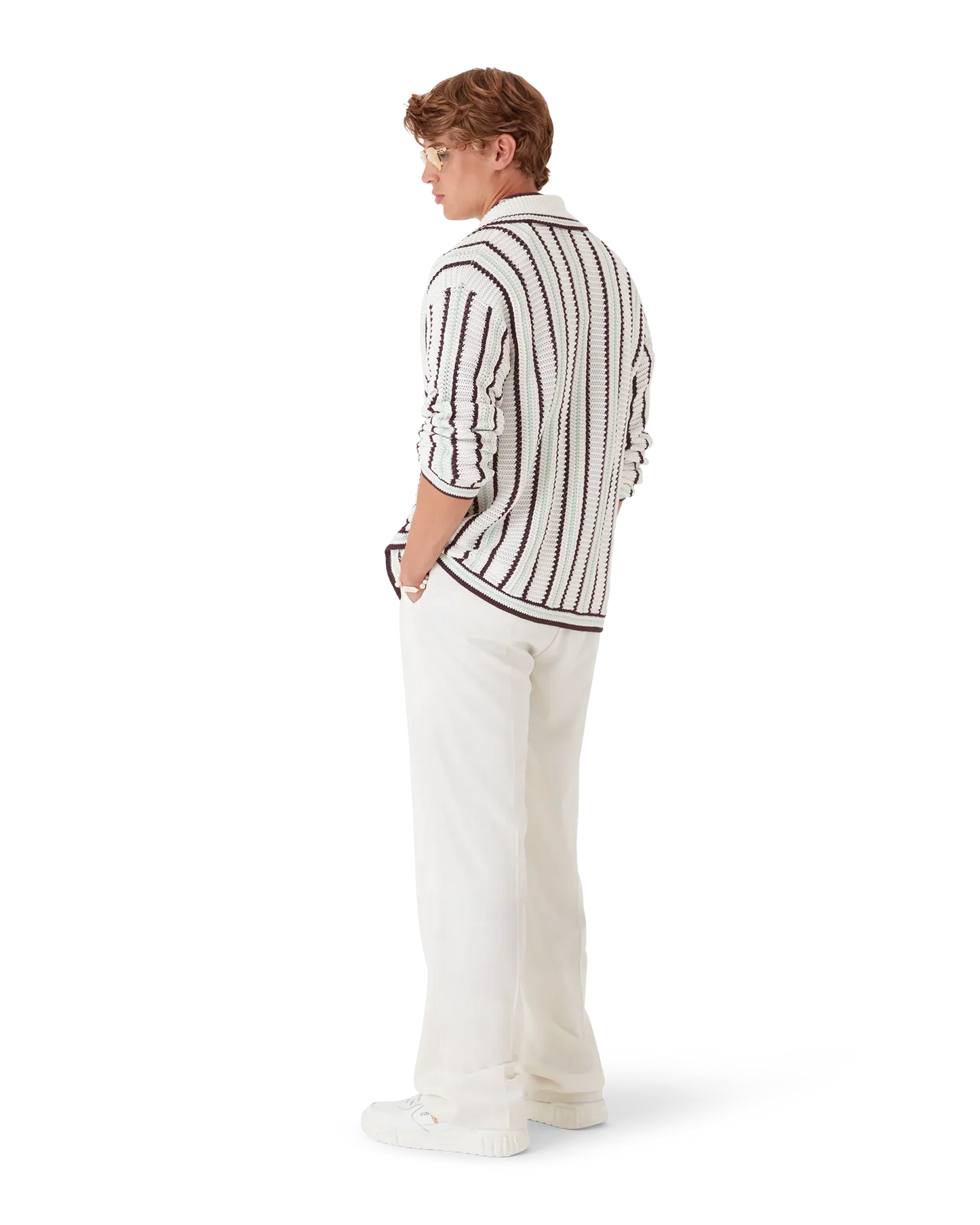 Striped Cotton Crochet Shirt