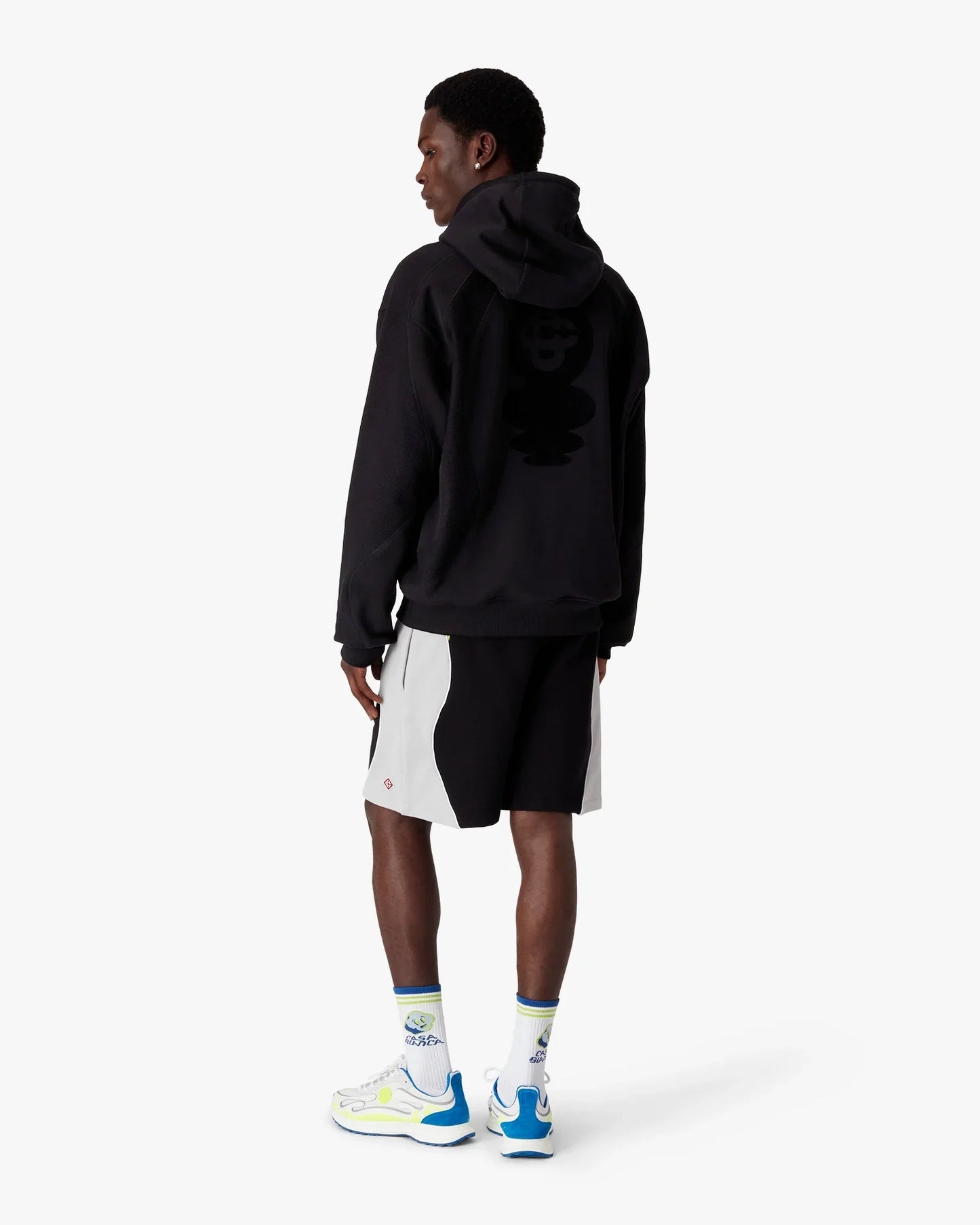 Black Squash Logo Flock Print Hooded Sweatshirt