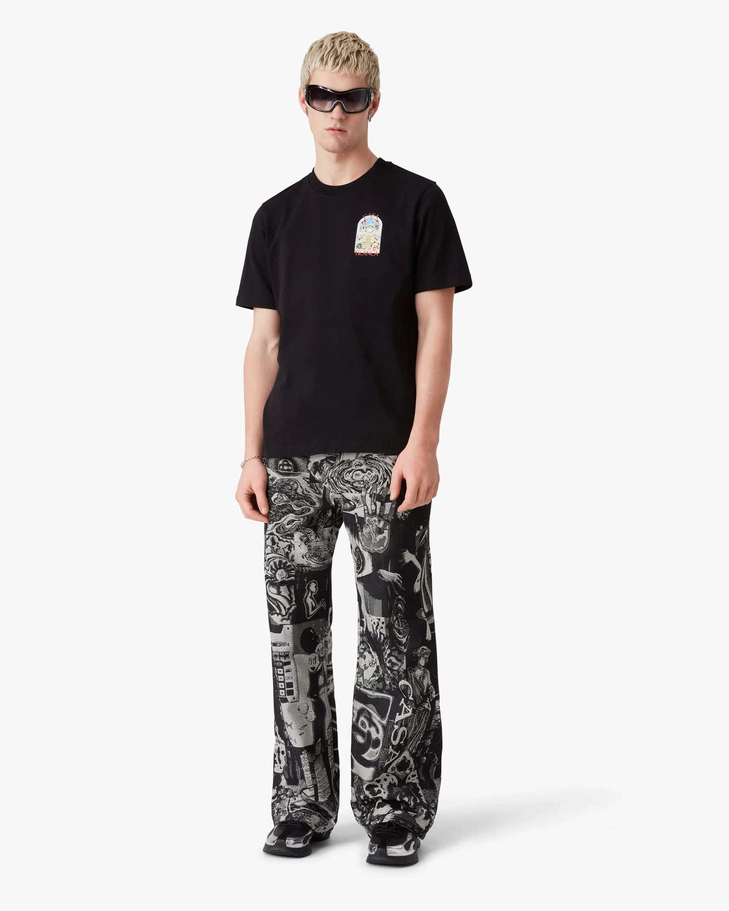 Black Tennis Landscape Short Sleeve T-Shirt