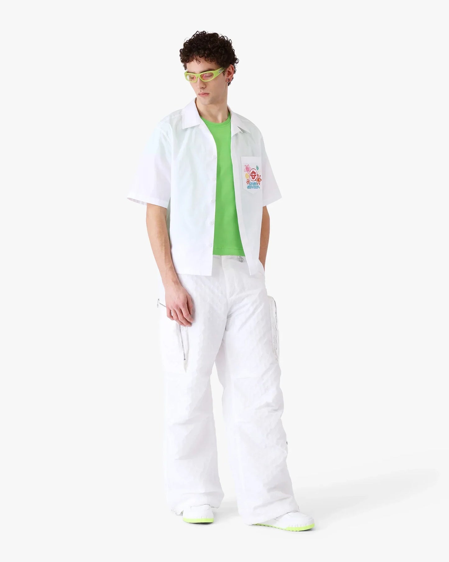 Collage D'Icones Graphiques Embroidered Short Sleeve Shirt