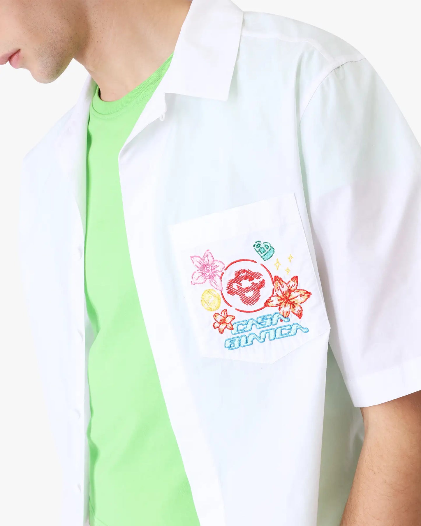 Collage D'Icones Graphiques Embroidered Short Sleeve Shirt