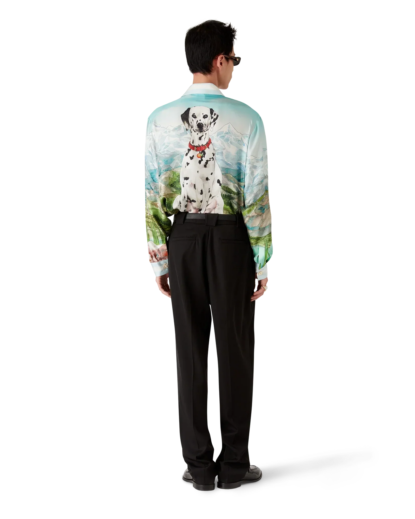 Dalmatian A La Montange Long Sleeve Silk Shirt
