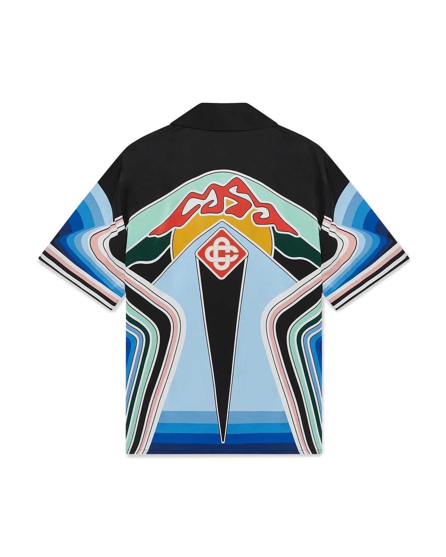 Graphic Mountain Short Sleeve Silk Shirt