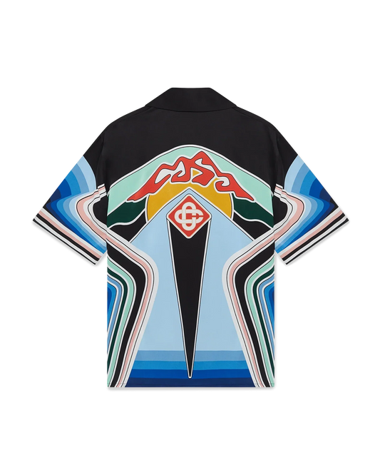 Graphic Mountain Short Sleeve Silk Shirt