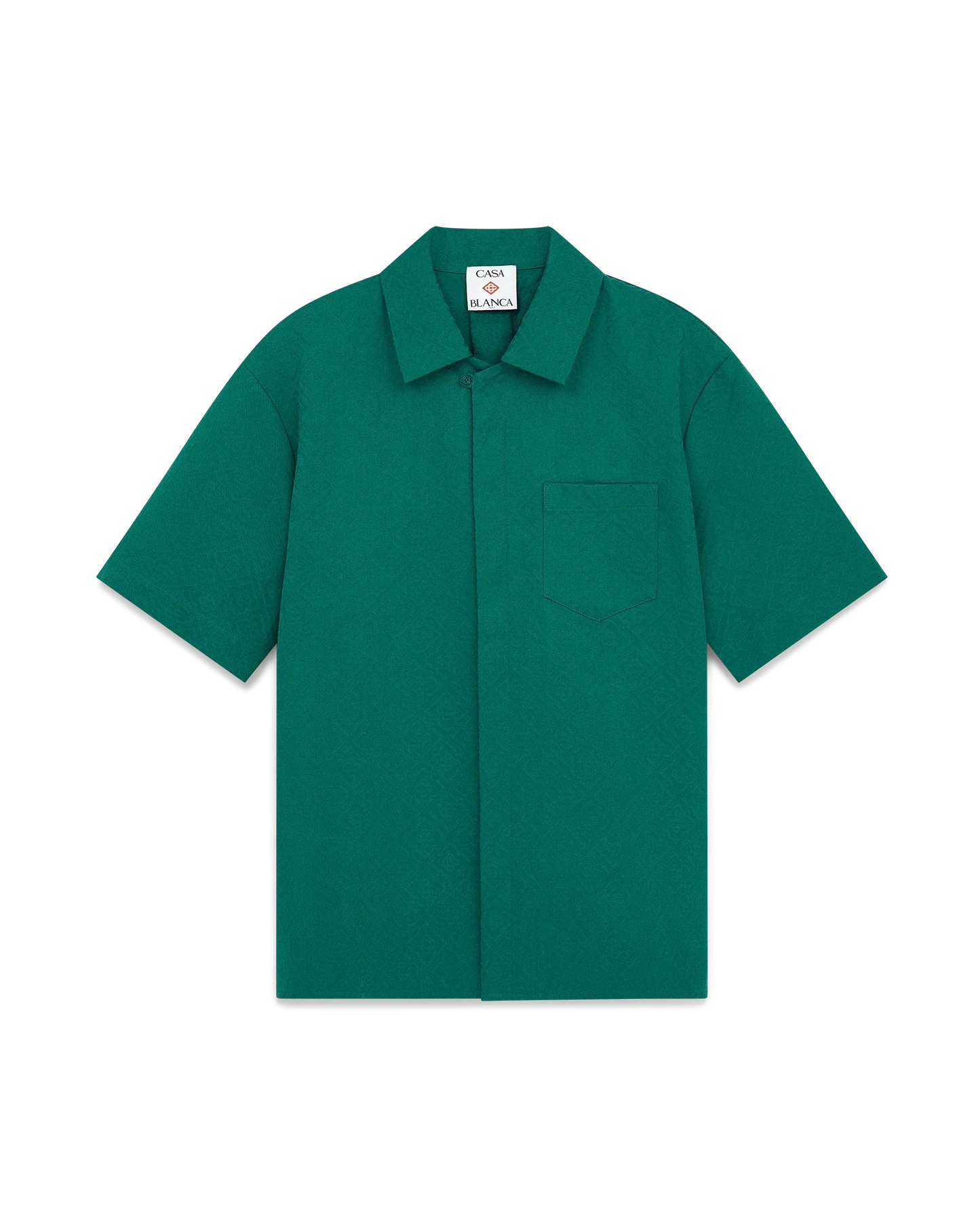 Cotton Monogram Short Sleeve Jacquard Shirt