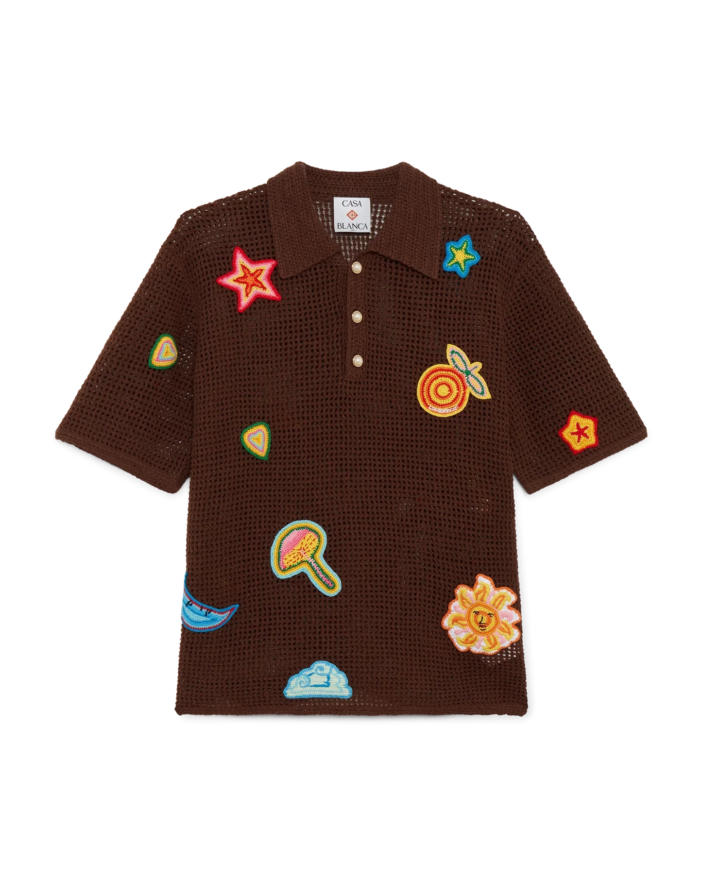 Motif Crochet Polo Shirt
