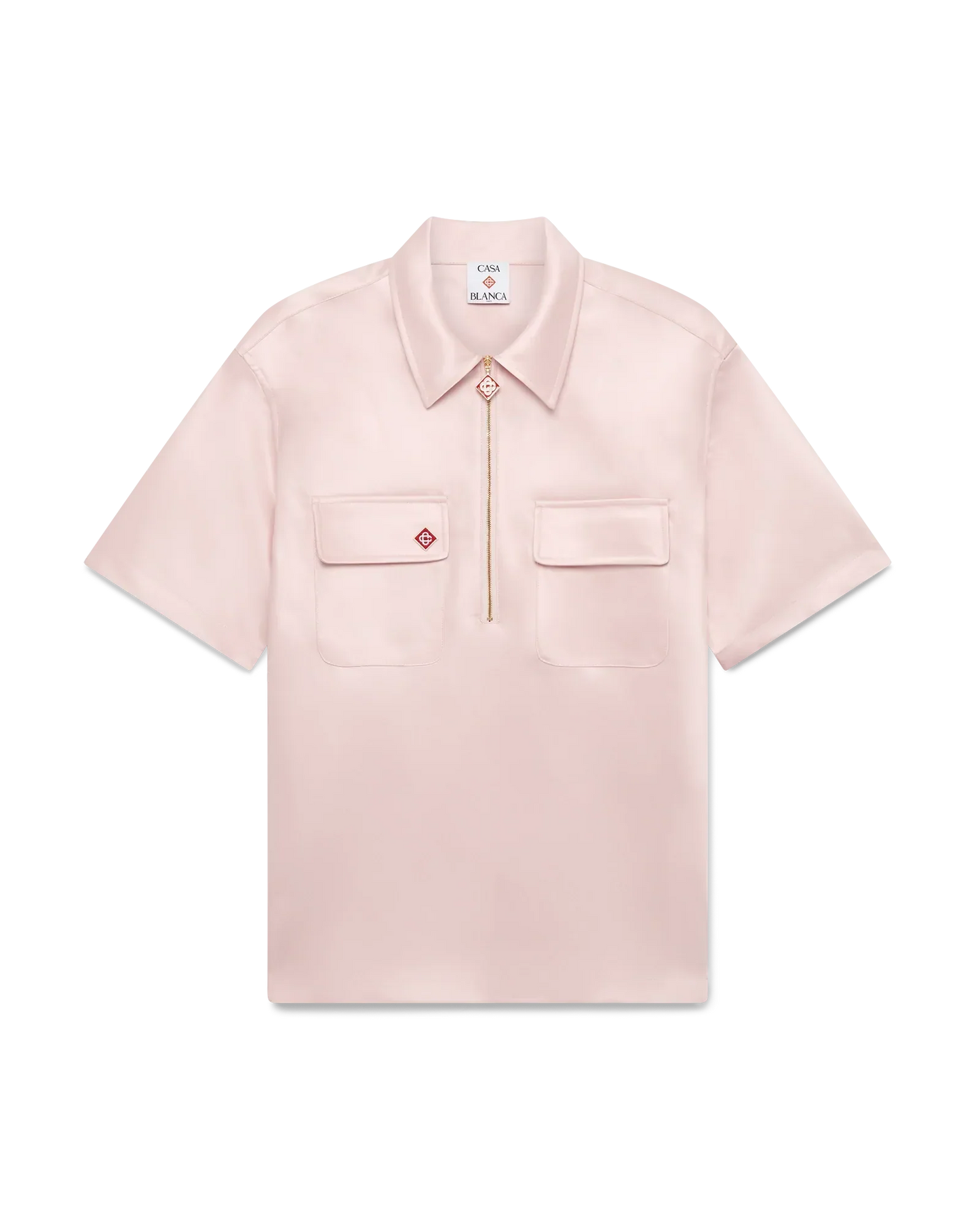 Satin Quarter Short Sleeve Zip Shirt